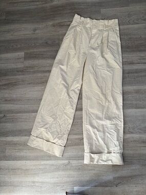 Banana Republic Cream High-Rise Pleated Trousers